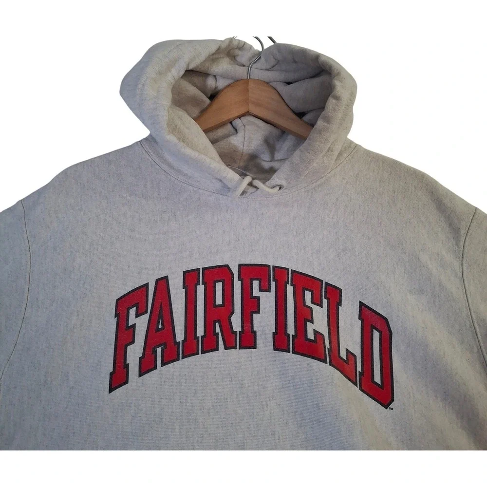 Champion Reverse Weave Fairfield University Hoodie Mens Large Gray Heavy